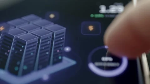 Power Usage Effectiveness Visualization With Modular Server Cubes 4K Stock Footage 341861311
