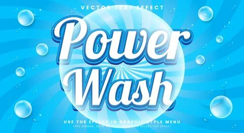 Power wash 3d editable text effect Stock Illustration