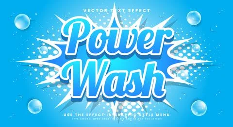 Power Wash editable text effect Template Stock Illustration