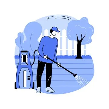 Power washing abstract concept vector illustration. Illustrazione stock
