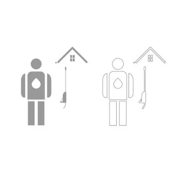 Power washing and gutter cleaning  set  icon . Stock Illustration