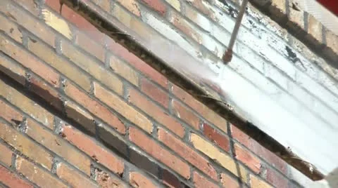 Power Washing Brick in Sunlight Video stock 12611243