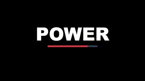 POWER" white text with dynamic, animated red-blue energy progress bar on bl.. Vídeo Stock 330280397