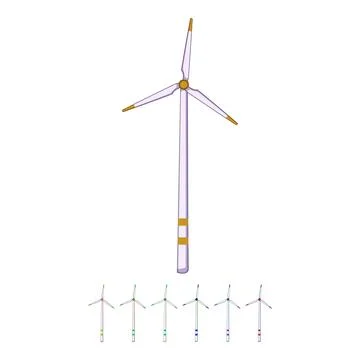 Power wind turbine cartoon vector graphic Illustration