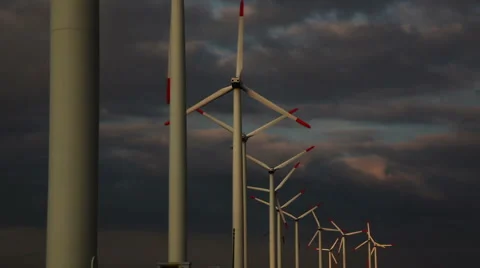 Power windmills sunset clouds dark sky1 動画素材 1069649