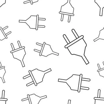 Power wire cable seamless pattern background. Business flat vector illustrati 스톡 일러스트