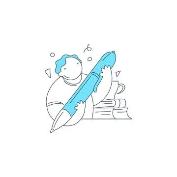 The Power Of Writing In Education A Creative Man With Pen Vector Illustration Stock Illustration