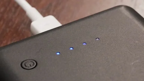 Powerbank in the process of being charged Stock Footage 218246560