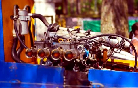 Powerboat  engine testing Foto stock