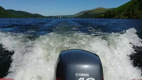 Powerboat engine wake Stock Footage 167836977