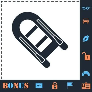 Powerboat icon flat Stock Illustration