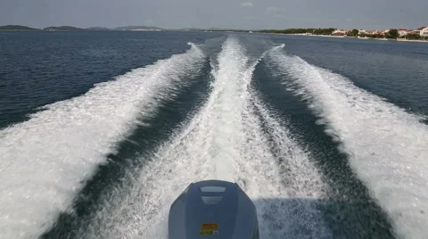 Powerboat with outboard engine  planing Stock Footage 49260117