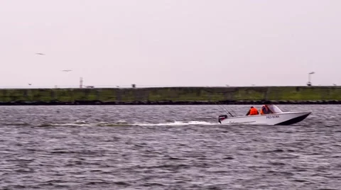 Powerboat is at sea Stock Footage 48677400