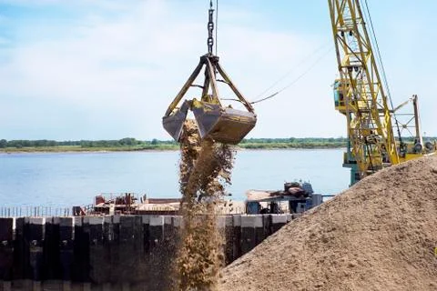 Powered floating crane Stock Photos