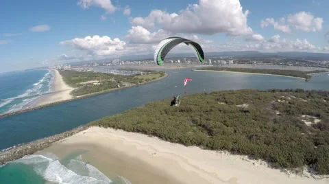 Powered Paraglider Beach Flying Stable 4K #2 Stock Footage 64805993