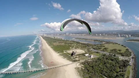 Powered Paraglider Beach Flying Stable 4K #3 Stock Footage 64864702