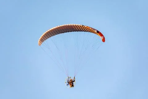 Powered paragliding flight Stock Photos