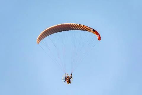 Powered paragliding flight Foto stock