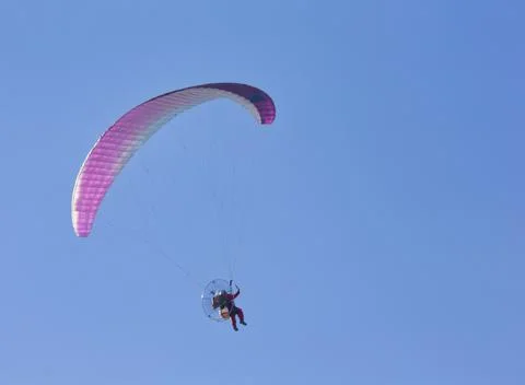 Powered paragliding. Stock Photos