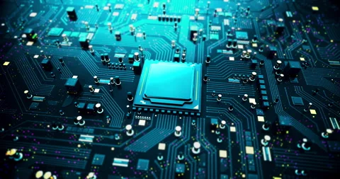 Powerful AI CPU Processor With High Tech Motherboard. AI Technology. Stock Footage 288120399
