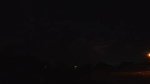 Powerful and loud lightning strike in charged dark night sky Stock Footage 331670319