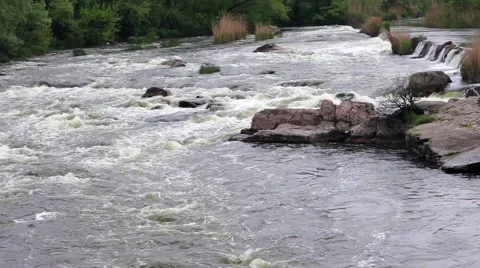 Powerful and rapid mountain river Stock Footage 52085800