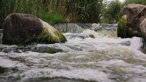 Powerful and rapid mountain river Stock Footage 157676168