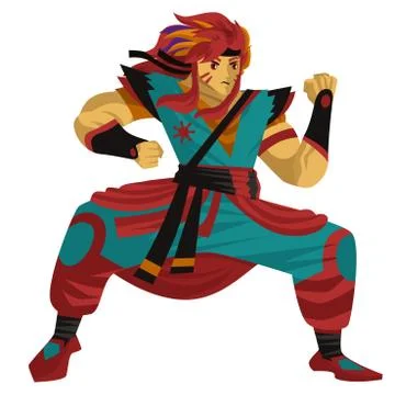 Powerful anime hero Stock Illustration