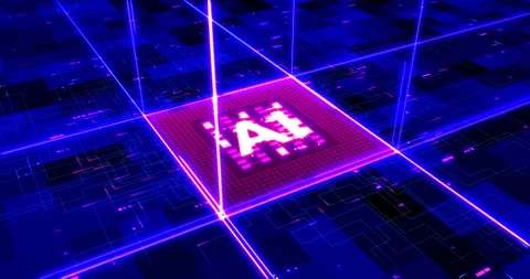Powerful Artificial Intelligence CPU Processing Data. Stock Footage 236555998
