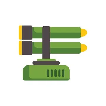 Powerful artillery rocket launcher system on military platform Stock Illustration