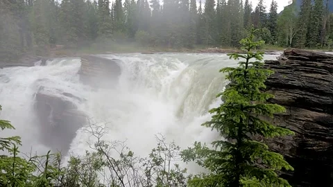 Powerful Athabascan Waterfall #2, with spray Video stock 201273557