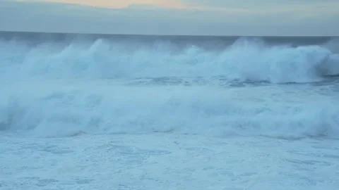 Powerful Atlantic Ocean Wave Crashes on Icelandic Coast Stock Footage 320202318