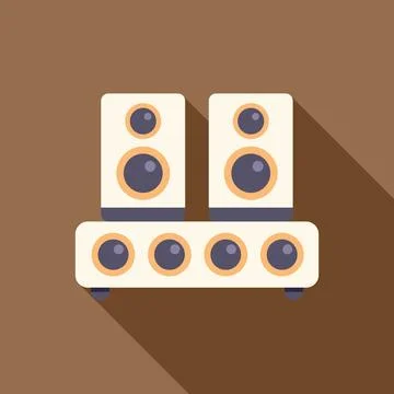 Powerful audio system playing loud music with subwoofer and two speakers Stock Illustration