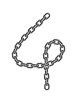 A powerful black vector graphic of the number four formed by a heavy metal ch Stock Illustration