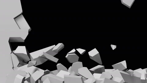 Powerful blast Breaking Wall from inside on black background Stock Footage 150180289