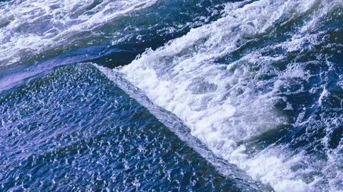 Powerful Blue Water Surface in Motion, Natural Coastal Energy, Marine Background Stock Footage 306679168