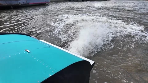 Powerful boat engine splashing water in slow motion Stock Footage 341711702