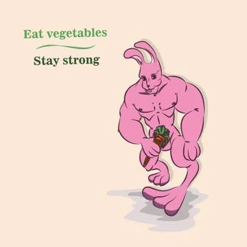 Powerful bodybuilder rabbit Stock Illustration
