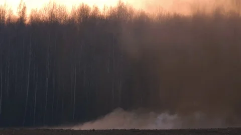 Powerful bomb blast in the evening. Explosion throws mud and rocks. Stock Footage 69910317