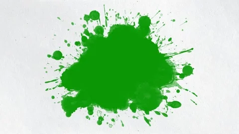 Powerful bright green paint splash burst on clean white paper background. 動画素材 335742998