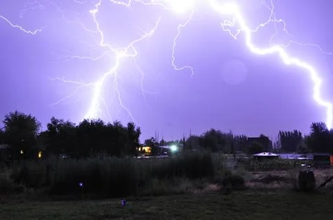 Powerful Bright Lightning Foto stock