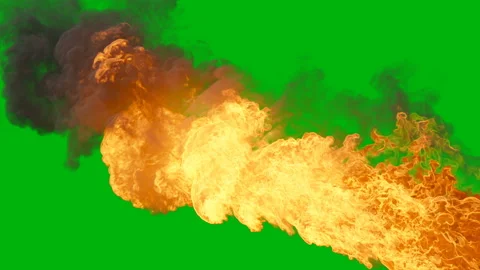 Powerful burning fuel with thick smoke. Realistic transition of fire explosion Stock Footage 145452304