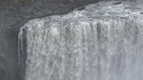 Powerful Cascading Water of Dettifoss Waterfall in Iceland 4K Slow Motion Stock Footage 339813973