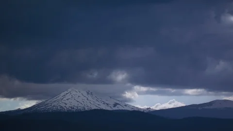 Powerful Clouds Over Mt Bachelor Stock Footage 90493797