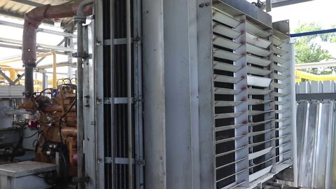 Powerful compressor cooling system. Compressing and transporting gas to a Stock Footage 97241014