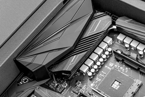 A powerful computer processor and a modern motherboard. 写真素材