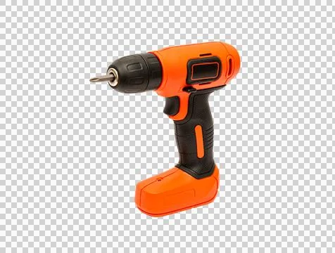 Powerful cordless drill, screwdriver in vibrant orange and black design, sh.. Stock Photos