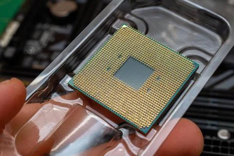 Powerful CPU for a personal computer. The process computer maintenance upgrad 스톡 사진