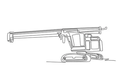 Powerful crawler crane, highlighting track base and cabin 스톡 일러스트