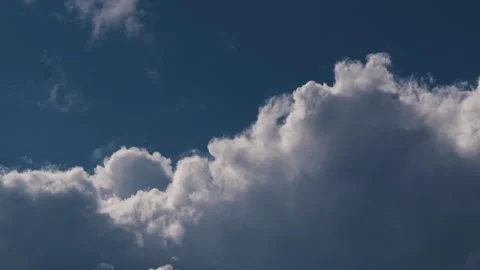 Powerful Cumulus Clouds Moving in Blue Sky Timelapse Stock Footage 317820046